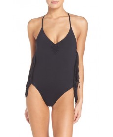 L Space Fringe One-Piece Swimsuit  - Black