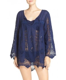 Nanette Lepore 'Caraby' Crochet Cover-Up Tunic - Blue