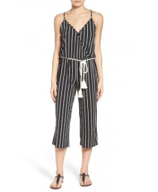 Surf Gypsy Crop Cover-Up Jumpsuit  - Black