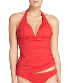 Tommy Bahama Pearl Solids Pleated Halter Tankini Top