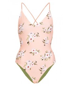 Topshop Posie Reversible One-Piece Swimsuit  US (fits like 1-1) - Pink