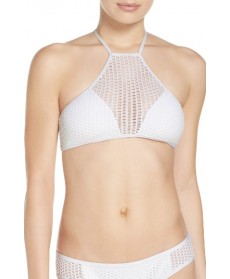 Red Carter High Neck Bikini Top - White