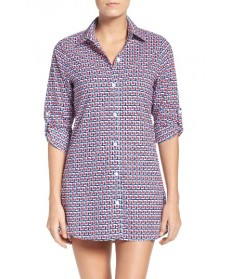 Tommy Bahama Geo-Graphy Cover-Up Shirt - Red