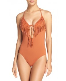 Seafolly Coastal Fringe One-Piece Swimsuit US / 10 AU - Burgundy