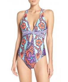 Trina Turk Balinese Batik One-Piece Swimsuit - Blue