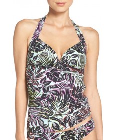 Tommy Bahama Lively Leaves Shirred Halter Tankini Top