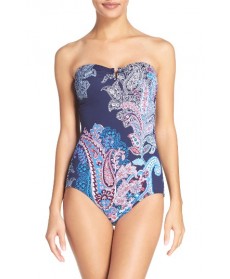 Tommy Bahama Paisley Print One-Piece Swimsuit - Blue