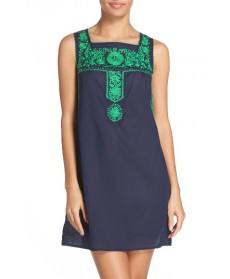 Tory Burch Amira Embroidered Cover-Up Dress - Blue
