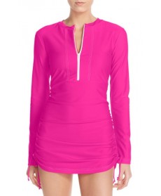 Mott 50 'Sonja' Long Sleeve Half Zip Convertible Swimdress - Pink