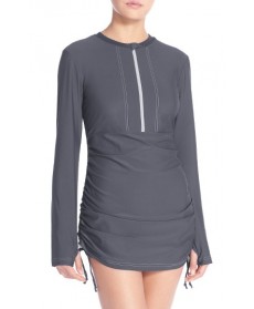 Mott 50 'Sonja' Long Sleeve Half Zip Convertible Swimdress - Grey