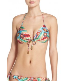 Luli Fama Crystallized Push-Up Bikini Top - Blue