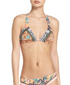 Maaji Flower Power Triangle Bikini Top - Coral