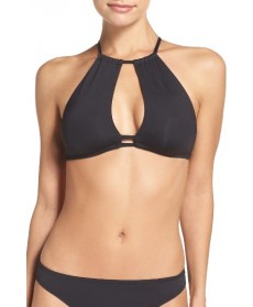  Becca Color Code Halter Bikini Top, Size D - Black