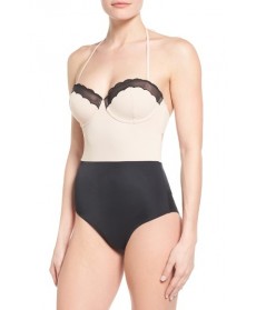 Topshop Scallop One-Piece Swimsuit US (fits like 10-12) - Black
