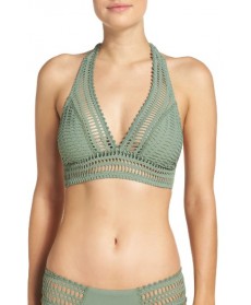 Robin Piccone 'Sophia' Crochet Halter Bikini Top - Green