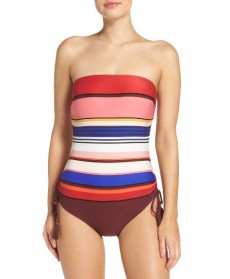 Kate Spade New York Stripe One-Piece Swimsuit - Burgundy