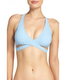 Lucky Brand Sucker For Pretty Faux Wrap Bikini Top - Blue