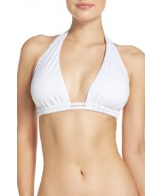  Becca Color Code Halter Bikini Top, Size D - White