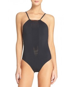 Red Carter Strappy One-Piece Swimsuit - Black