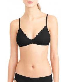 J.crew Scalloped Italian Matte Bikini Top - Black