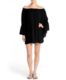 Elan Bell Sleeve Cover-Up Tunic Dress - Black