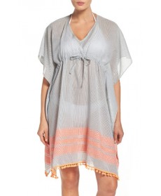 Echo Pom Cover-Up Caftan - White