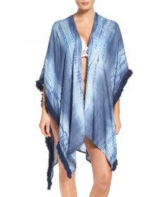 Michael Stars Alligator Rain Cover-Up Cape - Blue