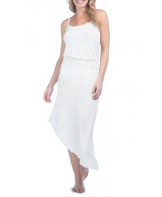 Green Dragon Asymmetrical Cover-Up Dress - White