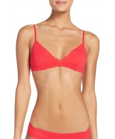 J.crew Scalloped Italian Matte Bikini Top - Red