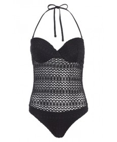 Topshop Crochet One-Piece Swimsuit US (fits like 0-2) - Black