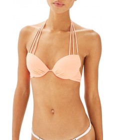 Topshop Slinky Strap Plunge Bikini Top US (fits like 0) - Coral