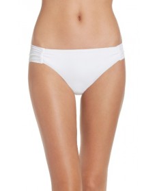 Trina Turk Shirred Side Bikini Bottoms - White