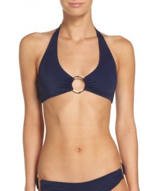  Milly Santorini Halter Bikini Top, Size Petite - Blue