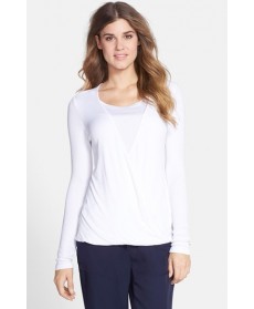 Mott 50 Front Drape Ribbed Knit Top - White