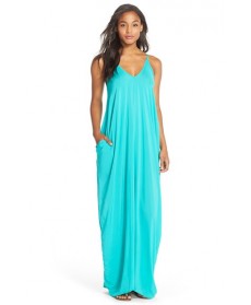 Elan V-Back Cover-Up Maxi Dress  - Green