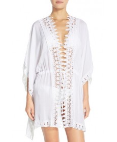 La Blanca 'Costa Brava' Crochet Cover-Up Kimono /Small - White