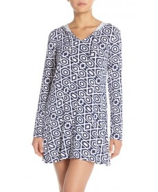 Mott 5 Print Hooded Upf 5 Cover-Up  - Blue