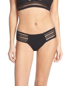 Robin Piccone 'Sophia' Crochet Bikini Bottoms  - Black