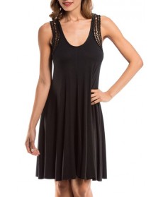 Robin Piccone 'Laurel' Crochet Racerbank Cover-Up Dress  - Black