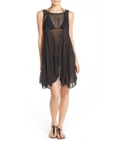 Elan Crochet Inset Cover-Up Dress  - Black