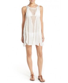 Elan Crochet Inset Cover-Up Dress - White