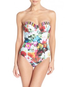 Ted Baker London 'Imari' Floral One-Piece Swimsuit6DD/E (DD/3D US) - Pink