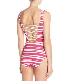 Tommy Bahama 'Sportif' Stripe One-Piece Swimsuit  - Pink