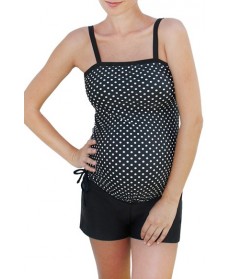 Mermaid Maternity Bandeau Tankini Top - Black