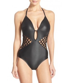 Kenneth Cole New York 'After Midnight' Halter One-Piece Swimsuit  - Black