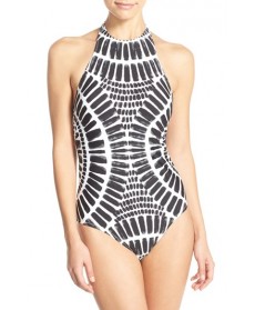 Trina Turk 'Algiers' High Neck One-Piece Swimsuit - Black