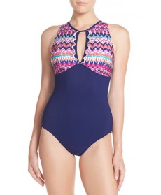 Profile By Gottex High Neck One-Piece Swimsuit  - Blue