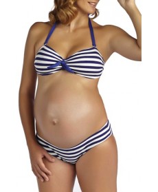 Pez D'Or 'Rimini' Textured Stripe Maternity Bikini - Blue