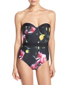 Ted Baker London Citrus Bloom One-Piece Swimsuit2DD/E (DD/3D US) - Black