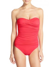 La Blanca Twist Front Bandeau One-Piece Swimsuit  - Coral